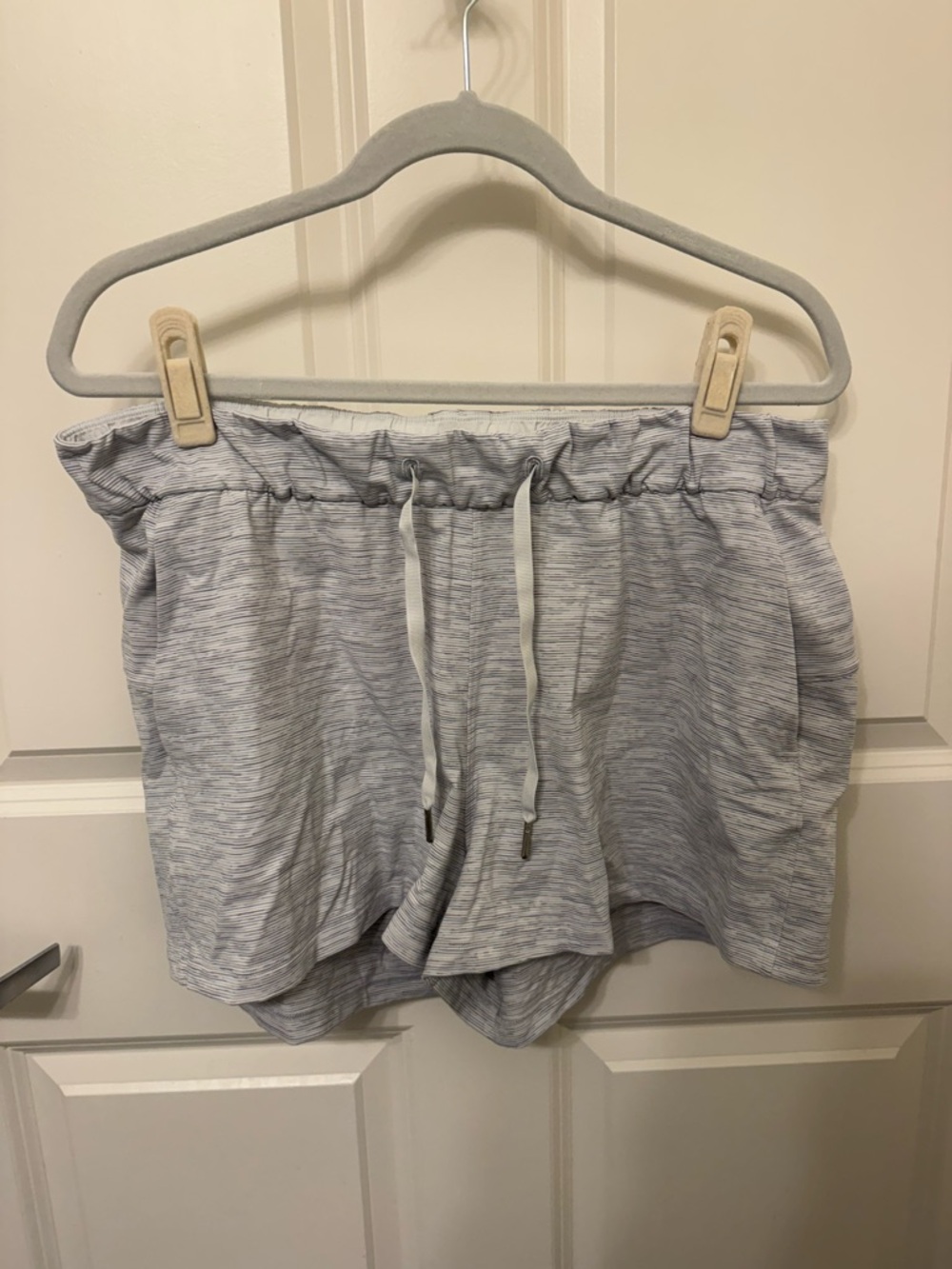 lululemon athletica Heathered Light Gray Drawstring Athletic Shorts